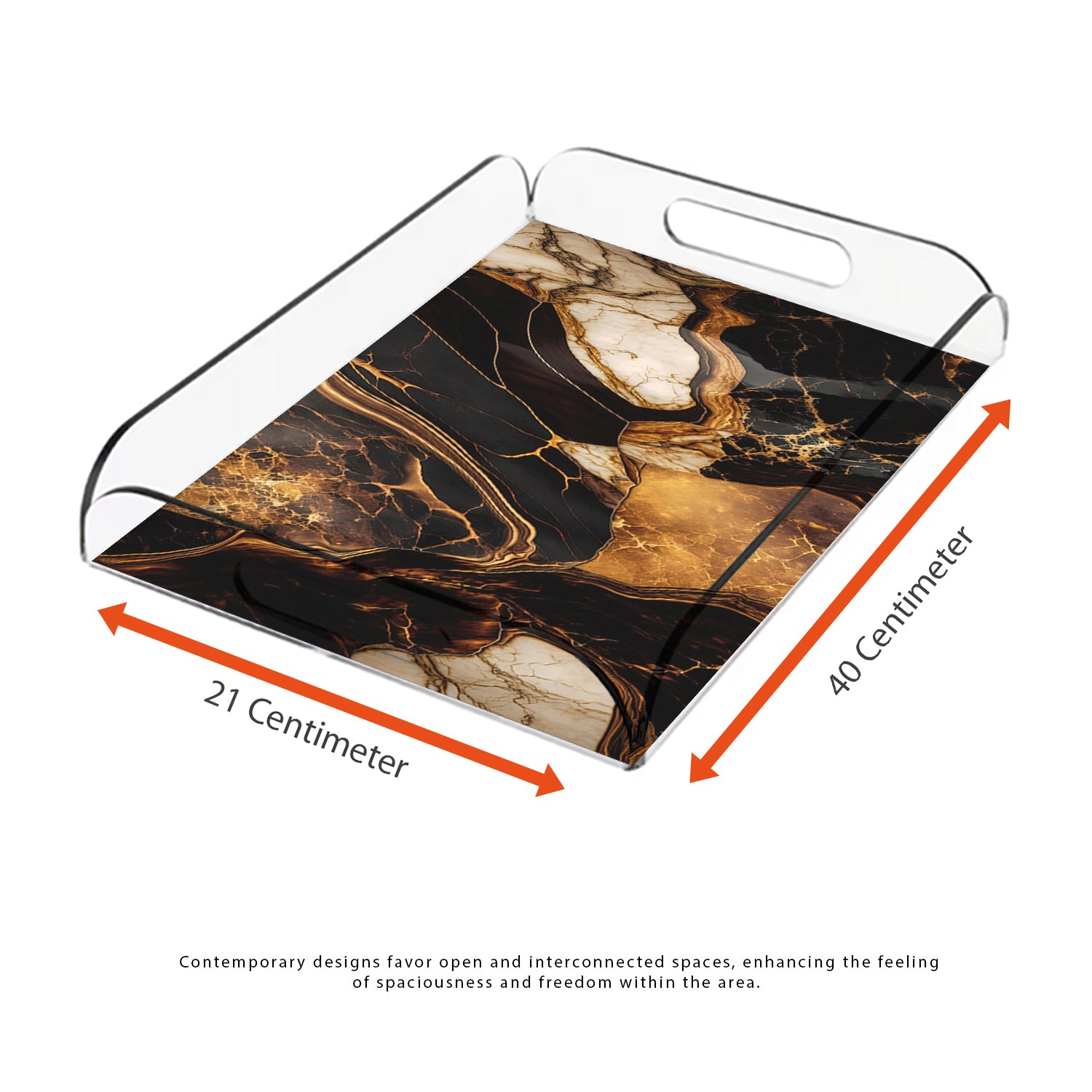 Marble Black & Gold Design Acrylic Tray - Jordan Offers