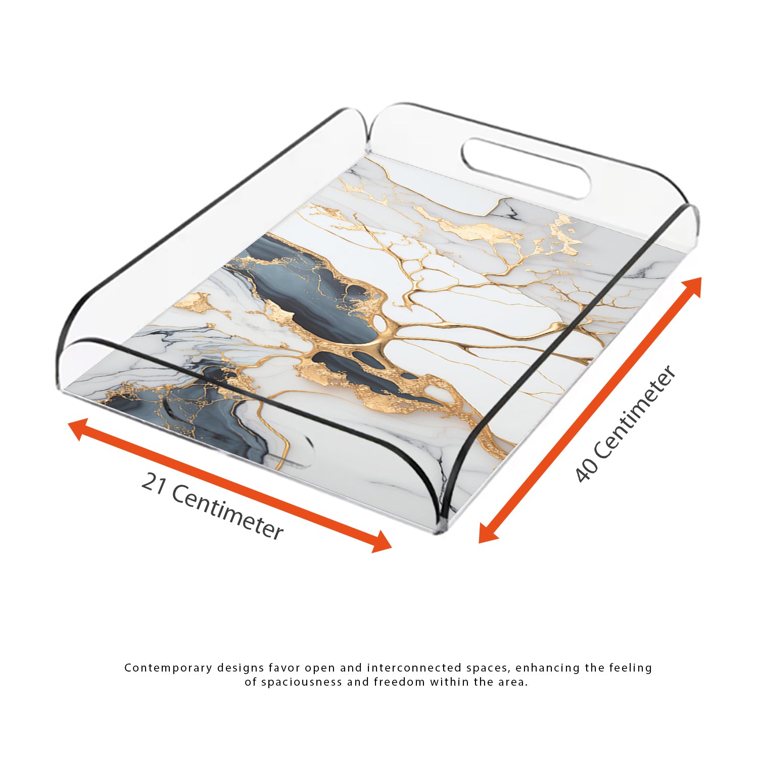 Marble Gray & Gold Design Acrylic Tray - Jordan Offers