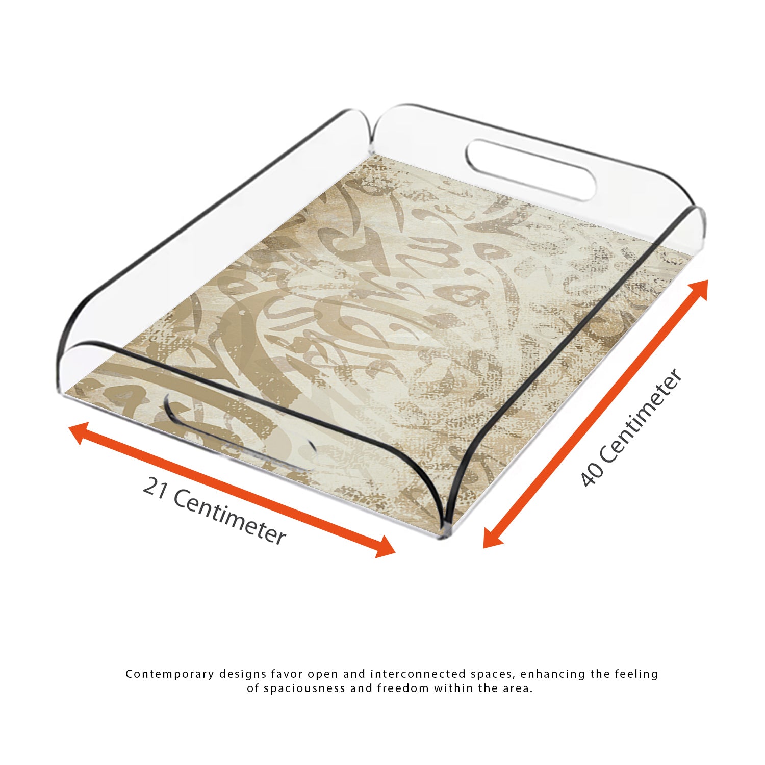 Arabic Gold Calligraphy Design Acrylic Tray - Jordan Offers