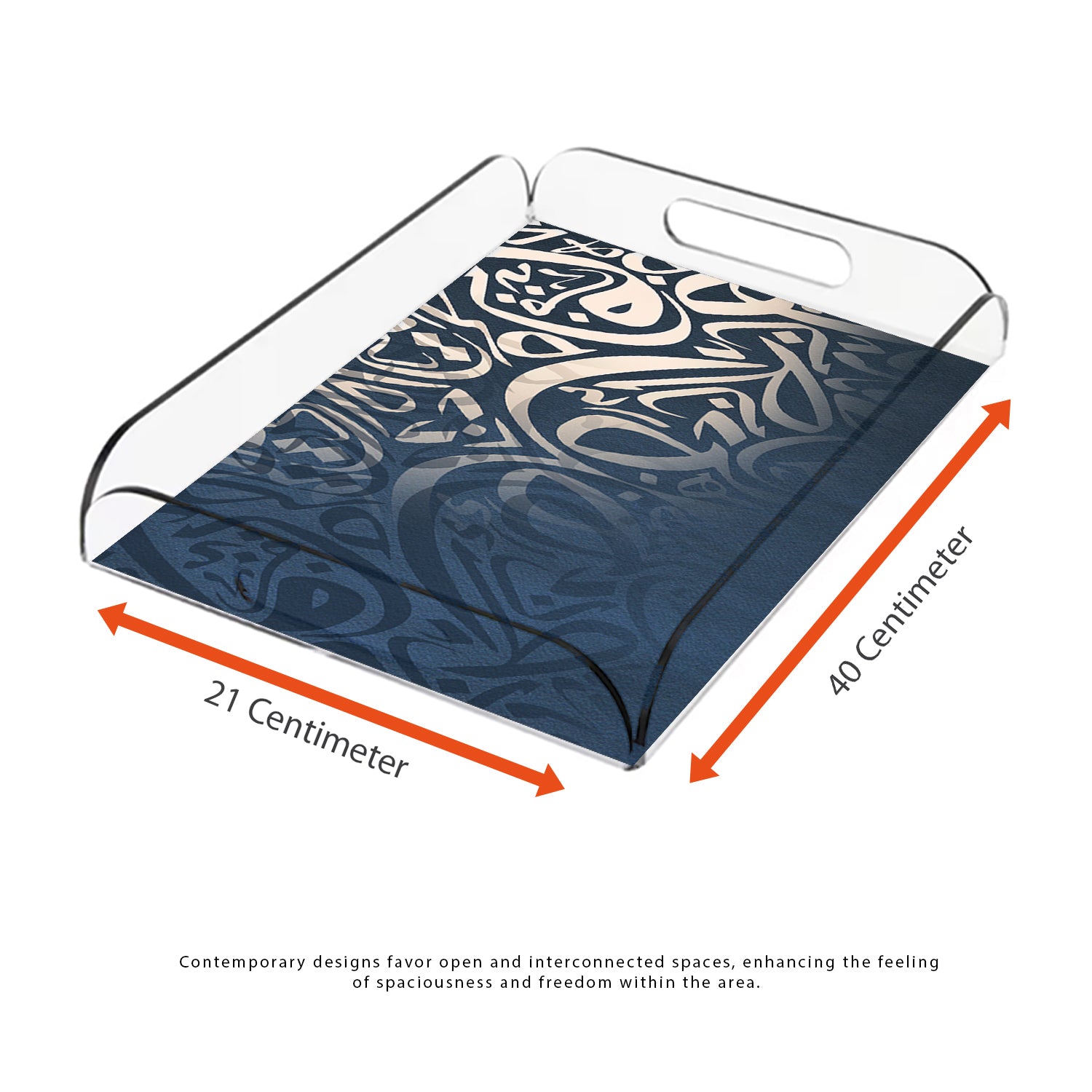 Arabic Blue Calligraphy Design Acrylic Tray - Jordan Offers