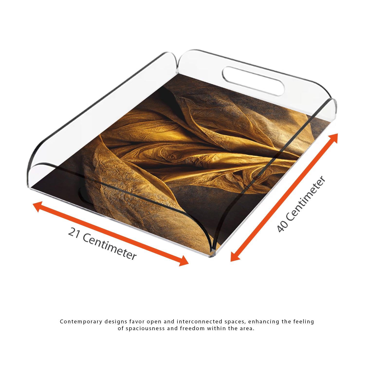 Golden Fabric Weave Design Acrylic Tray - Jordan Offers