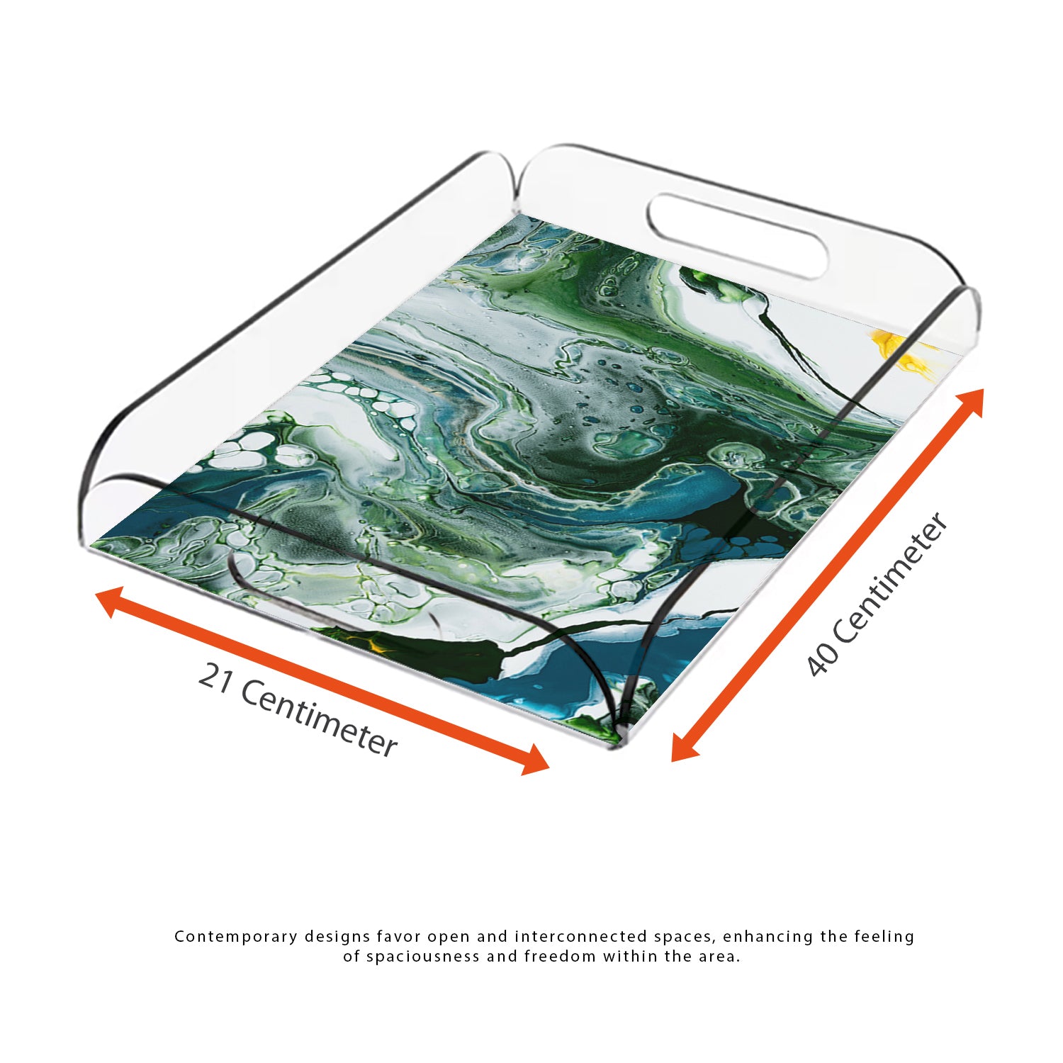 Green Marble Swirl Design Acrylic Tray - Jordan Offers