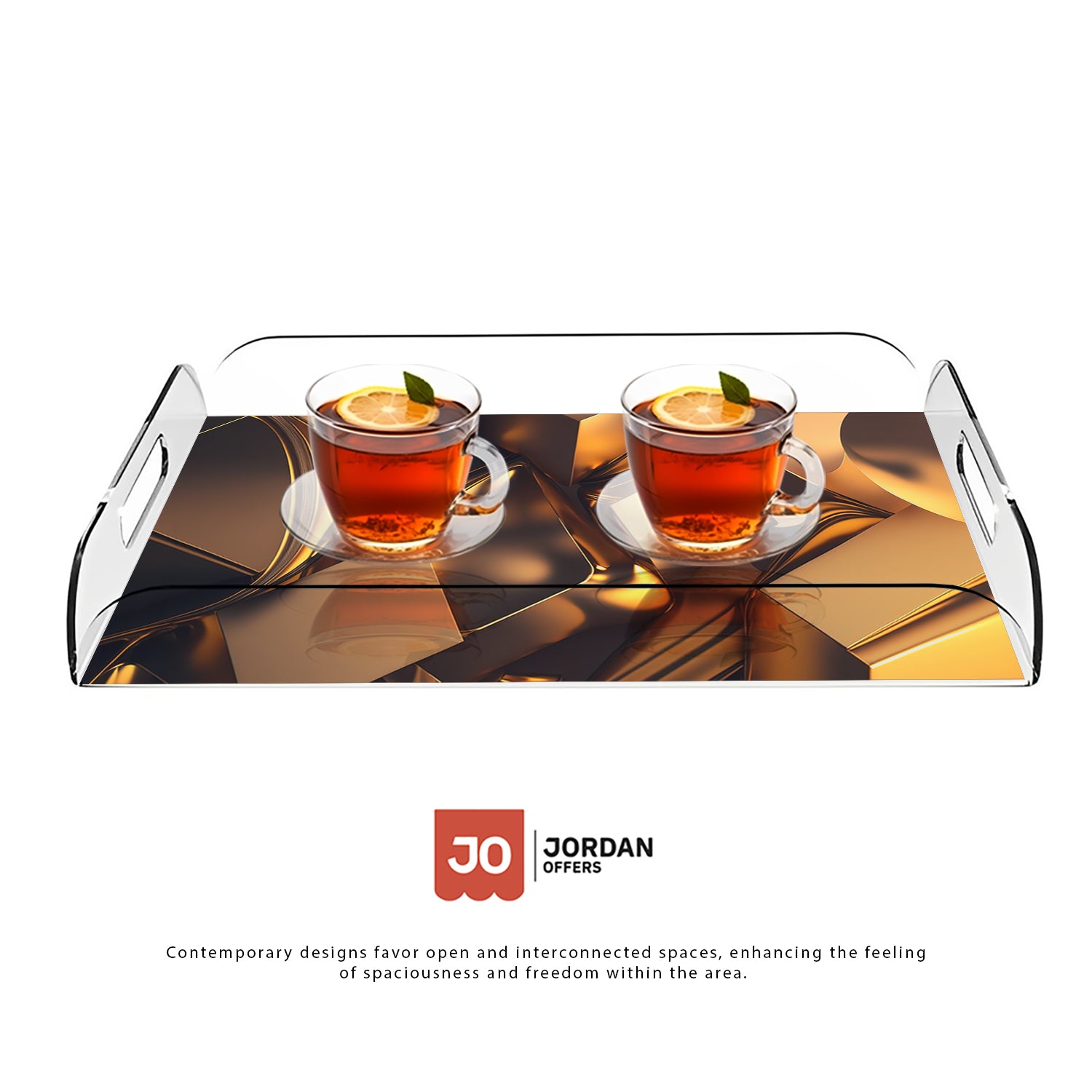 Golden Design Acrylic Tray - Jordan Offers