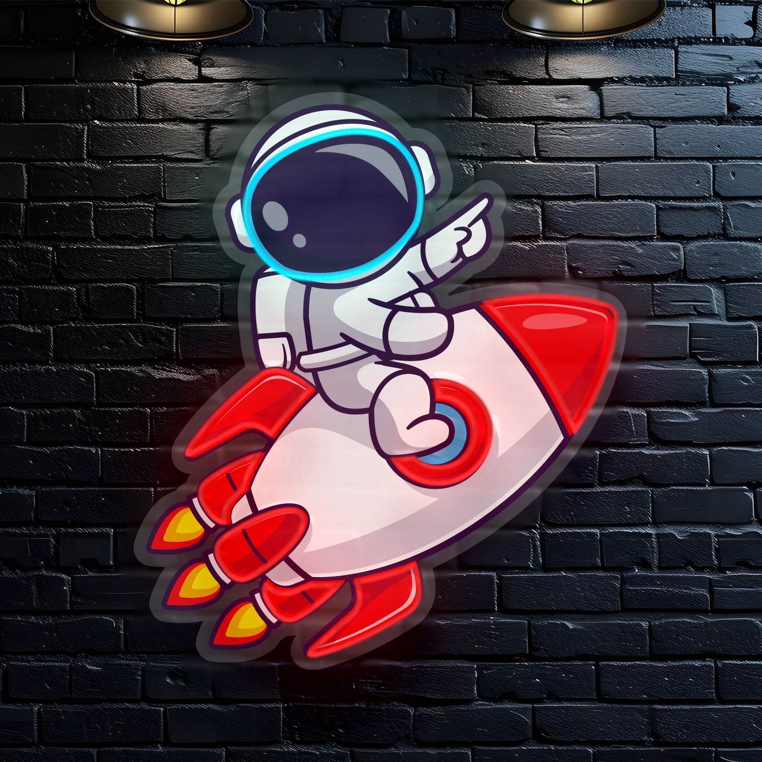 Astronaut Riding Rocket Neon Sign - Jordan Offers