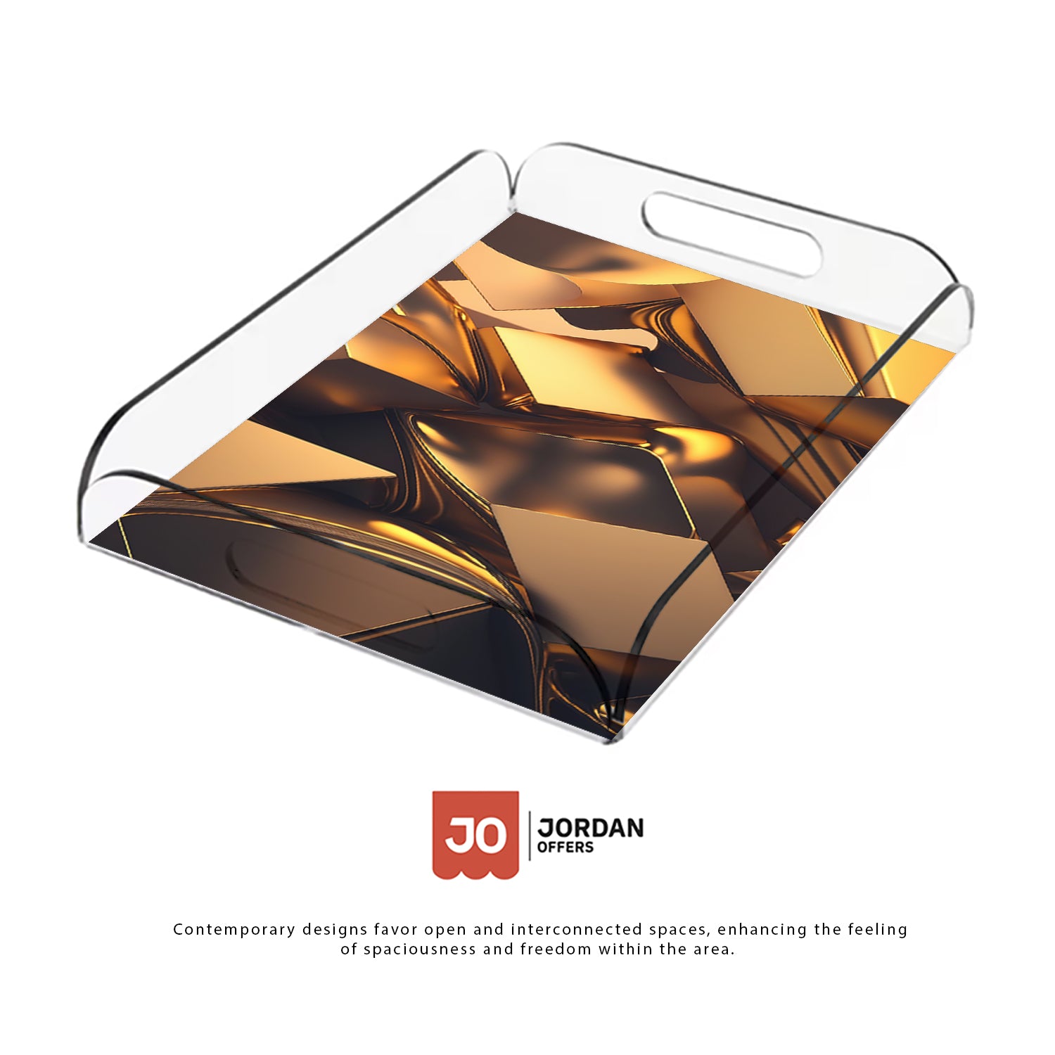 Golden Design Acrylic Tray - Jordan Offers