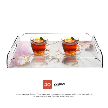 Marble Pink & Gold Design Acrylic Tray - Jordan Offers