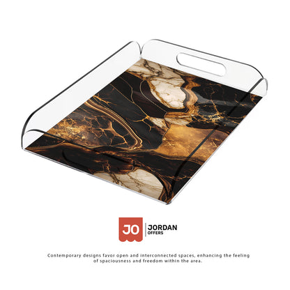 Marble Black & Gold Design Acrylic Tray - Jordan Offers