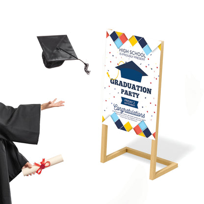 Graduation Banner with Simple Wooden Stand - Jordan Offers