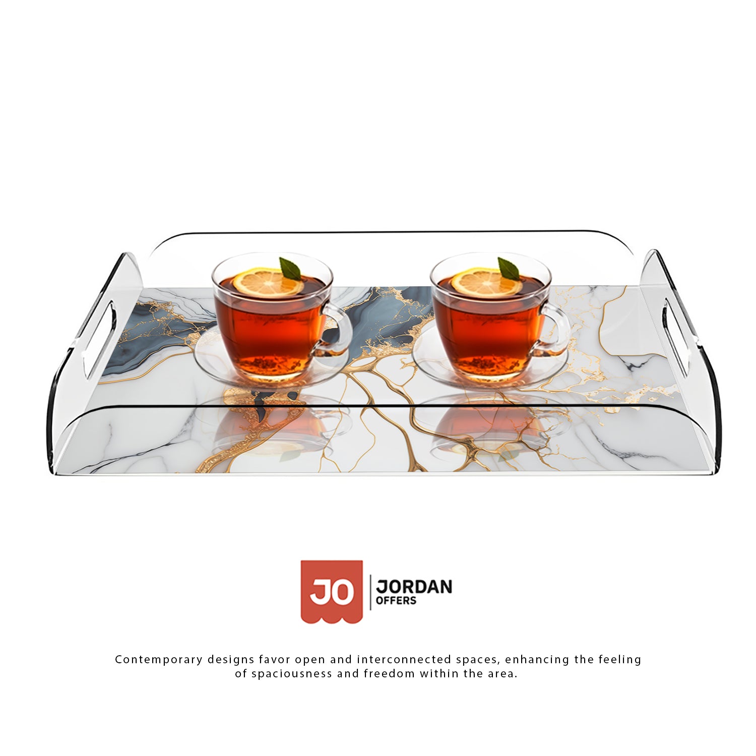 Marble Gray & Gold Design Acrylic Tray - Jordan Offers