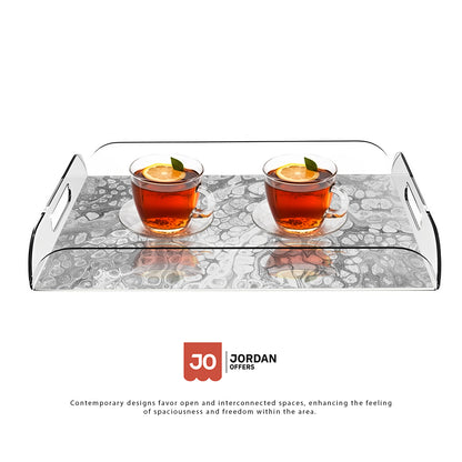 White oily Water Design Acrylic Tray - Jordan Offers