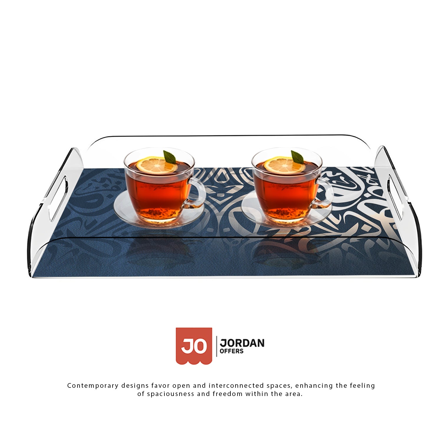 Arabic Blue Calligraphy Design Acrylic Tray - Jordan Offers