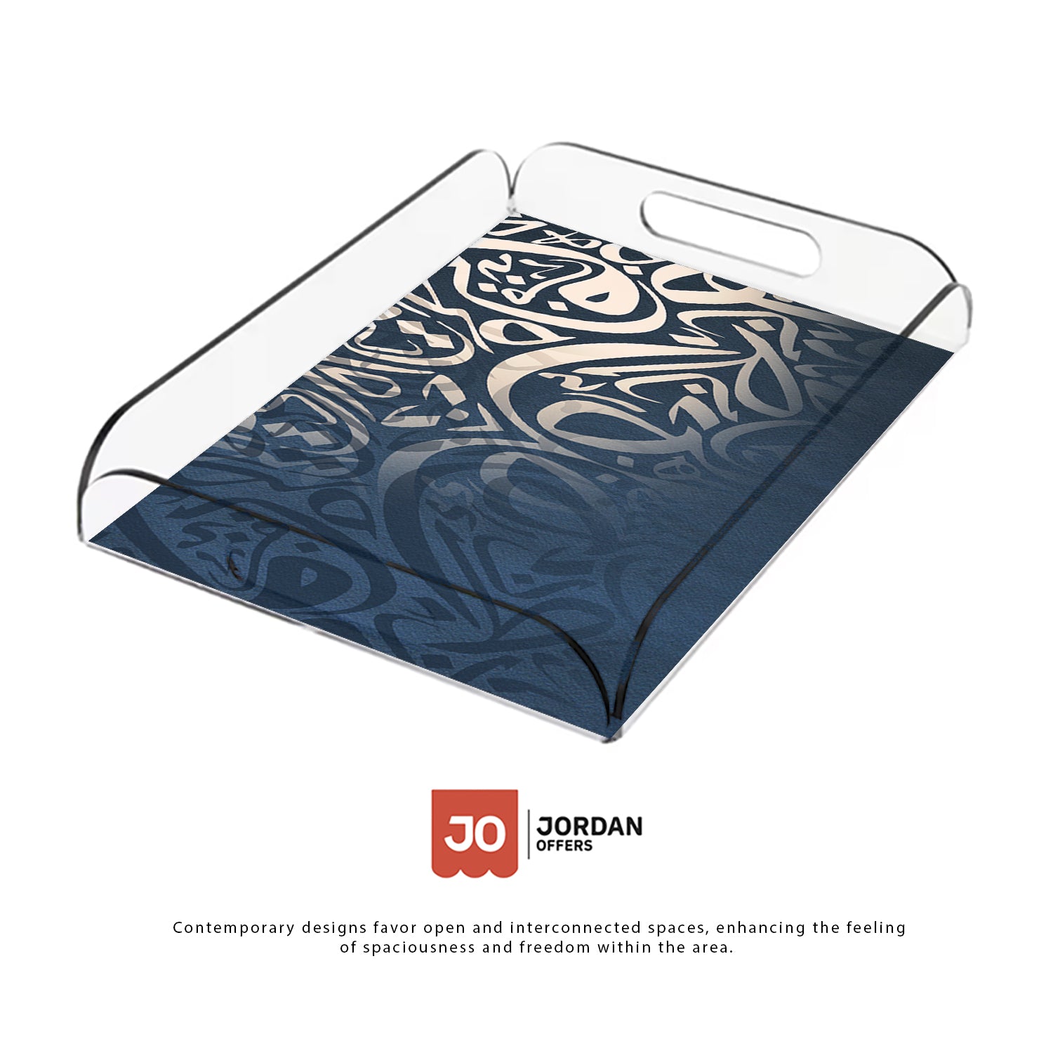 Arabic Blue Calligraphy Design Acrylic Tray - Jordan Offers