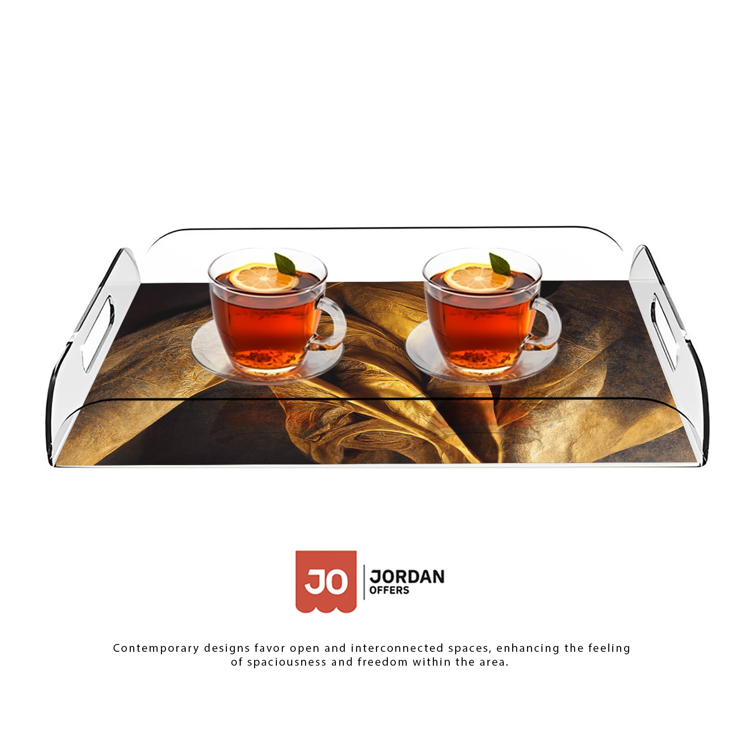 Golden Fabric Weave Design Acrylic Tray - Jordan Offers