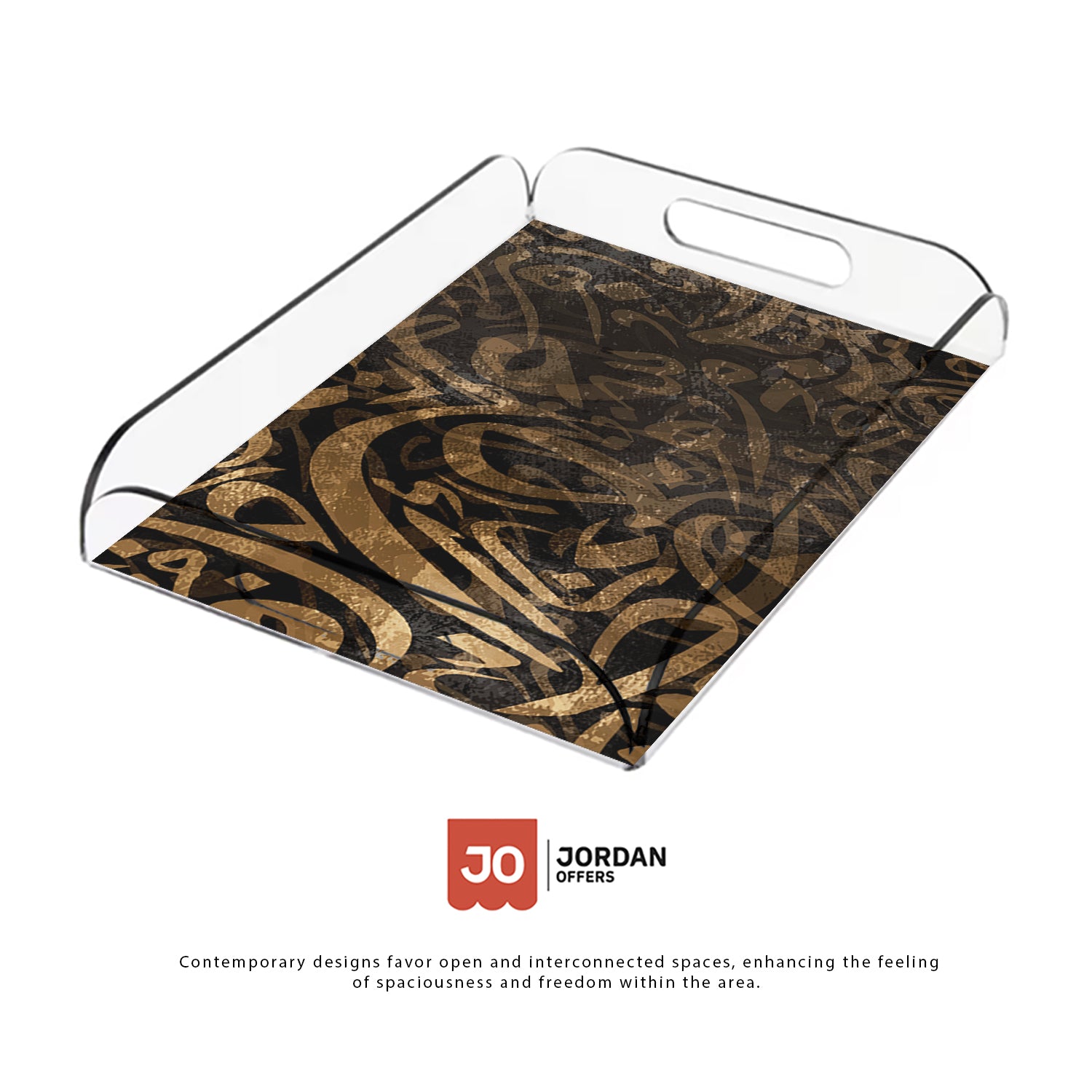 Arabic Brown Calligraphy Design Acrylic Tray - Jordan Offers