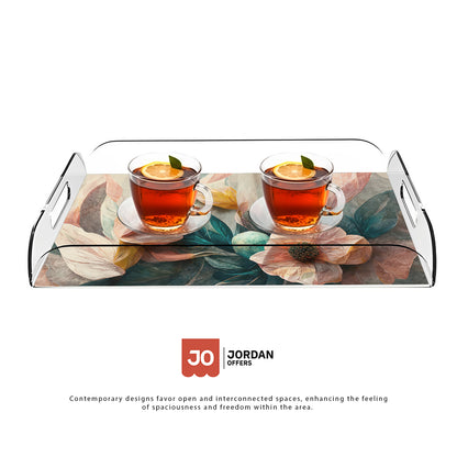 Luxurious Floral Design Acrylic Tray - Jordan Offers