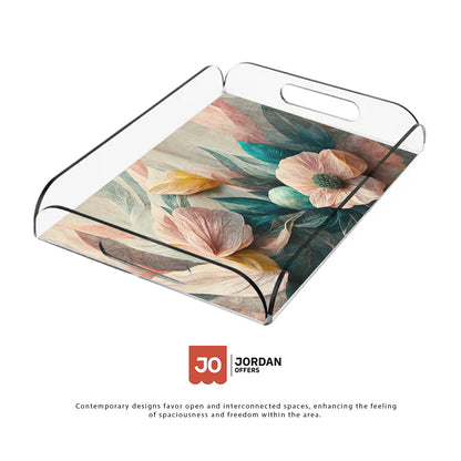 Luxurious Floral Design Acrylic Tray - Jordan Offers