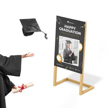 Graduation Banner with Simple Wooden Stand - Jordan Offers