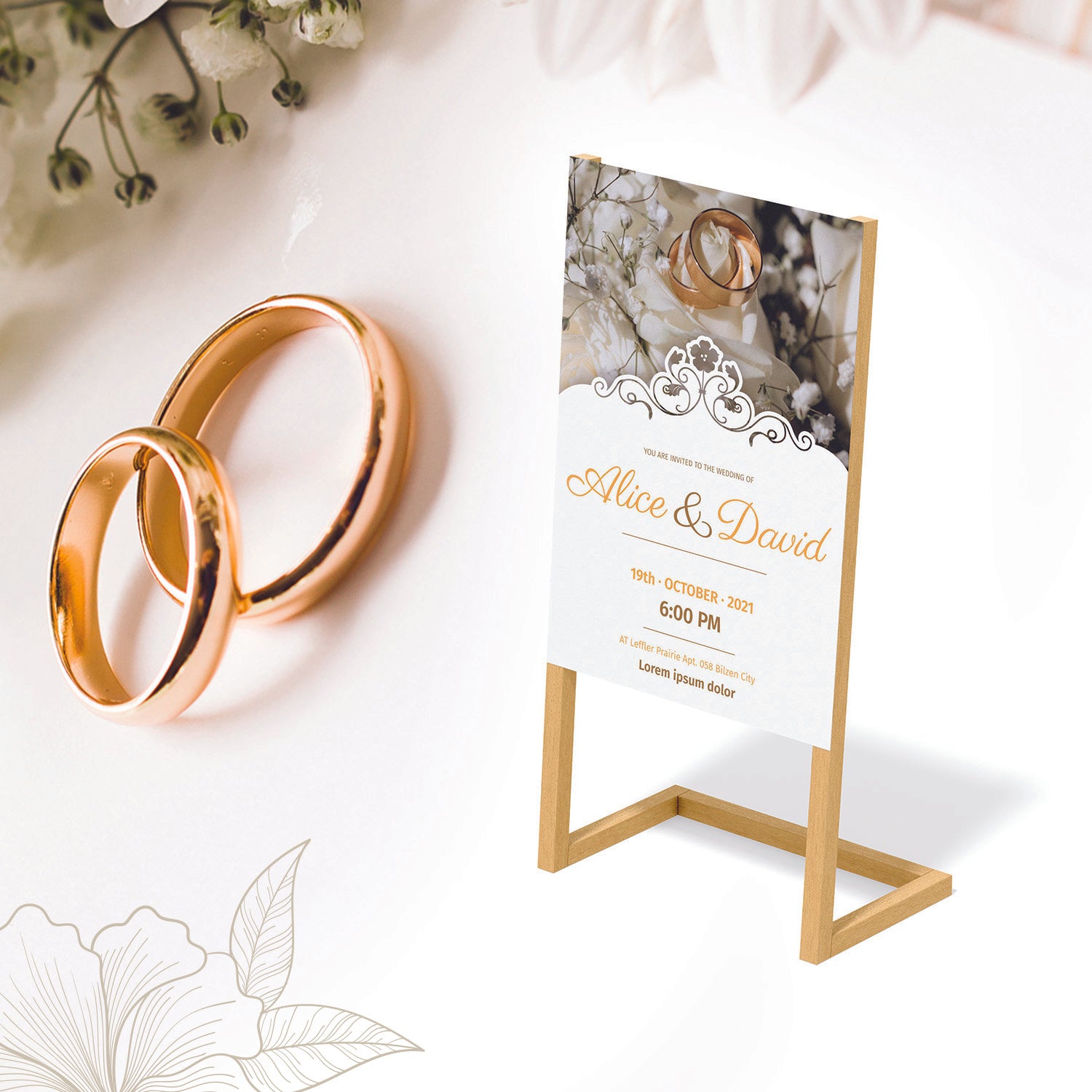 Wedding Banner with Simple Wooden Stand - Jordan Offers