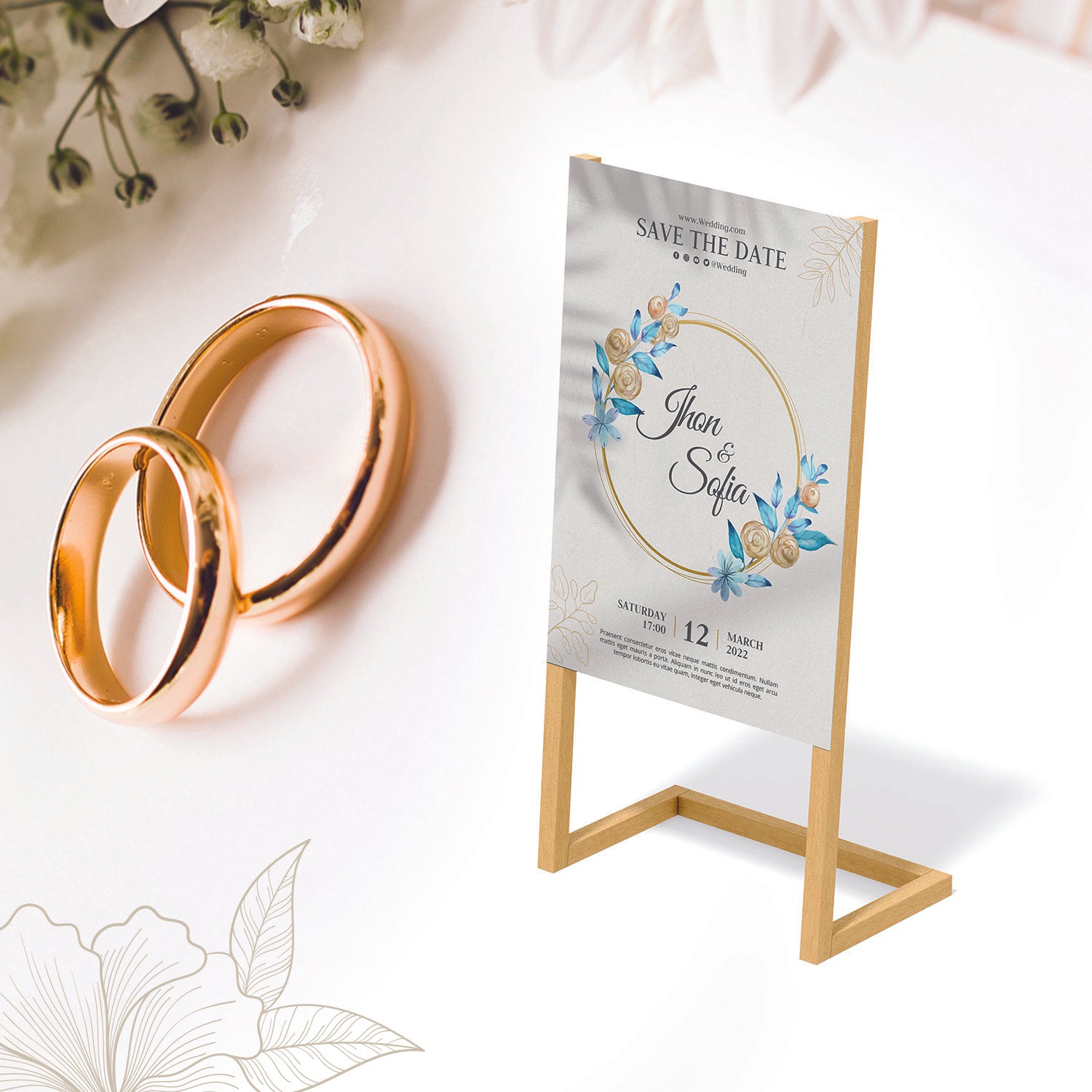 Wedding Banner with Simple Wooden Stand - Jordan Offers