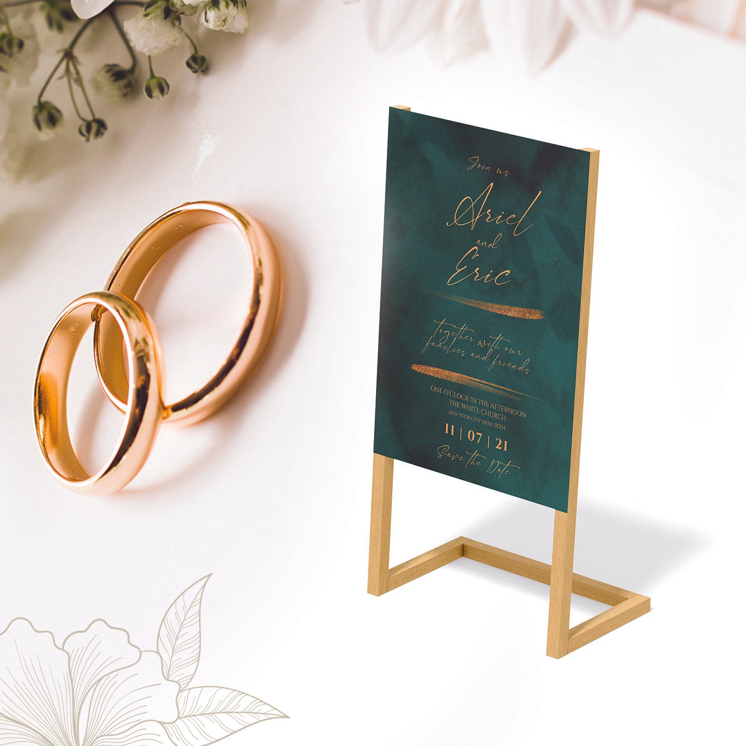 Wedding Banner with Simple Wooden Stand - Jordan Offers