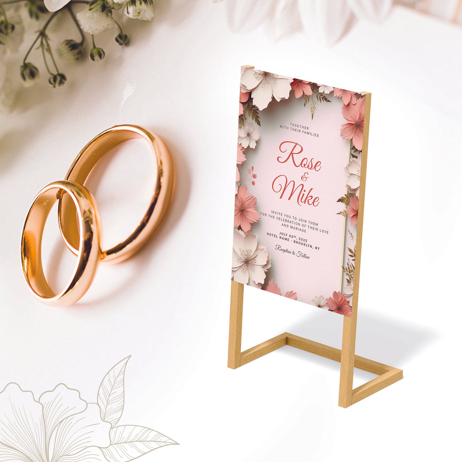 Wedding Banner with Simple Wooden Stand - Jordan Offers