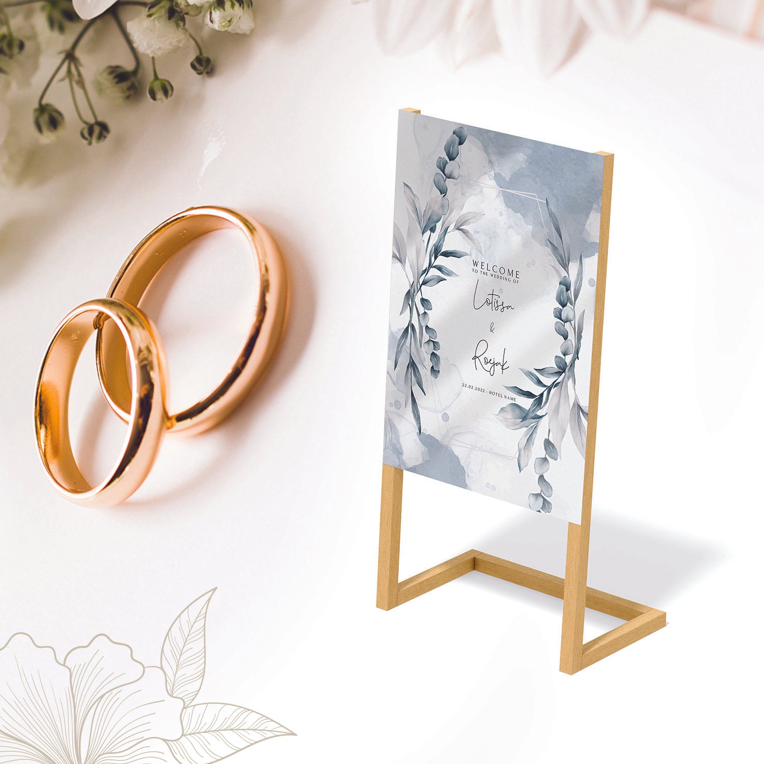 Wedding Banner with Simple Wooden Stand - Jordan Offers