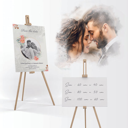 Wedding Banner with Drawing Wooden Stand - Jordan Offers