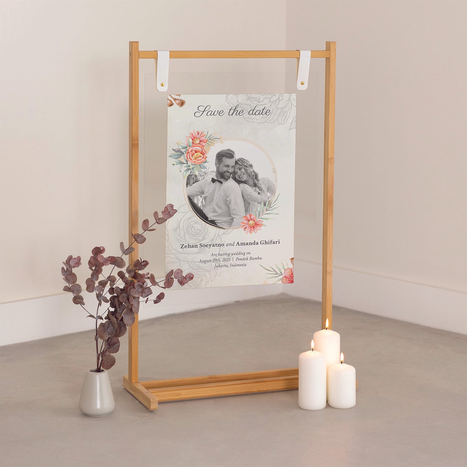 Wedding Banner with Wooden Hanger Stand - Jordan Offers