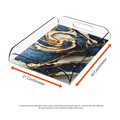 Marble Blue & Gold Design Acrylic Tray - Jordan Offers