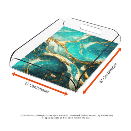 Marble Green & Gold Design Acrylic Tray - Jordan Offers