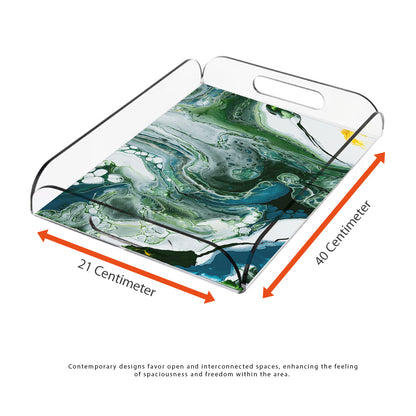 Green Marble Swirl Design Acrylic Tray - Jordan Offers