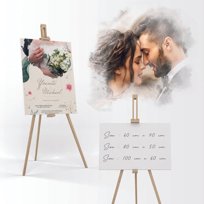 Wedding Banner with Drawing Wooden Stand - Jordan Offers