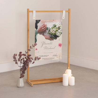 Wedding Banner with Wooden Hanger Stand - Jordan Offers