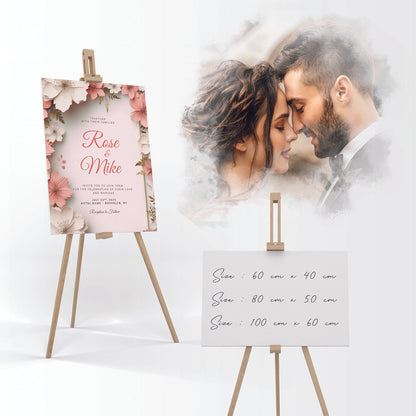 Wedding Banner with Drawing Wooden Stand - Jordan Offers