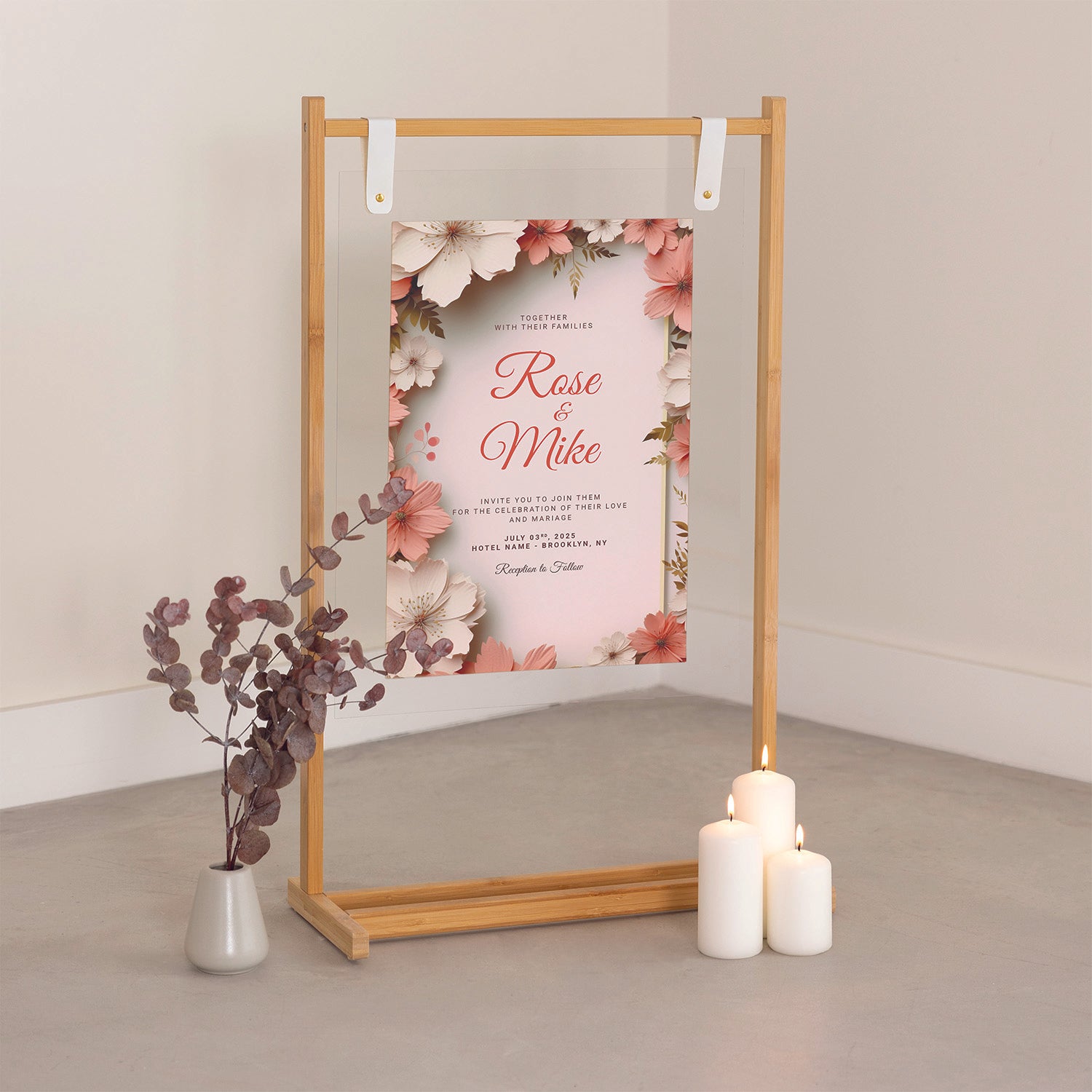 Wedding Banner with Wooden Hanger Stand - Jordan Offers