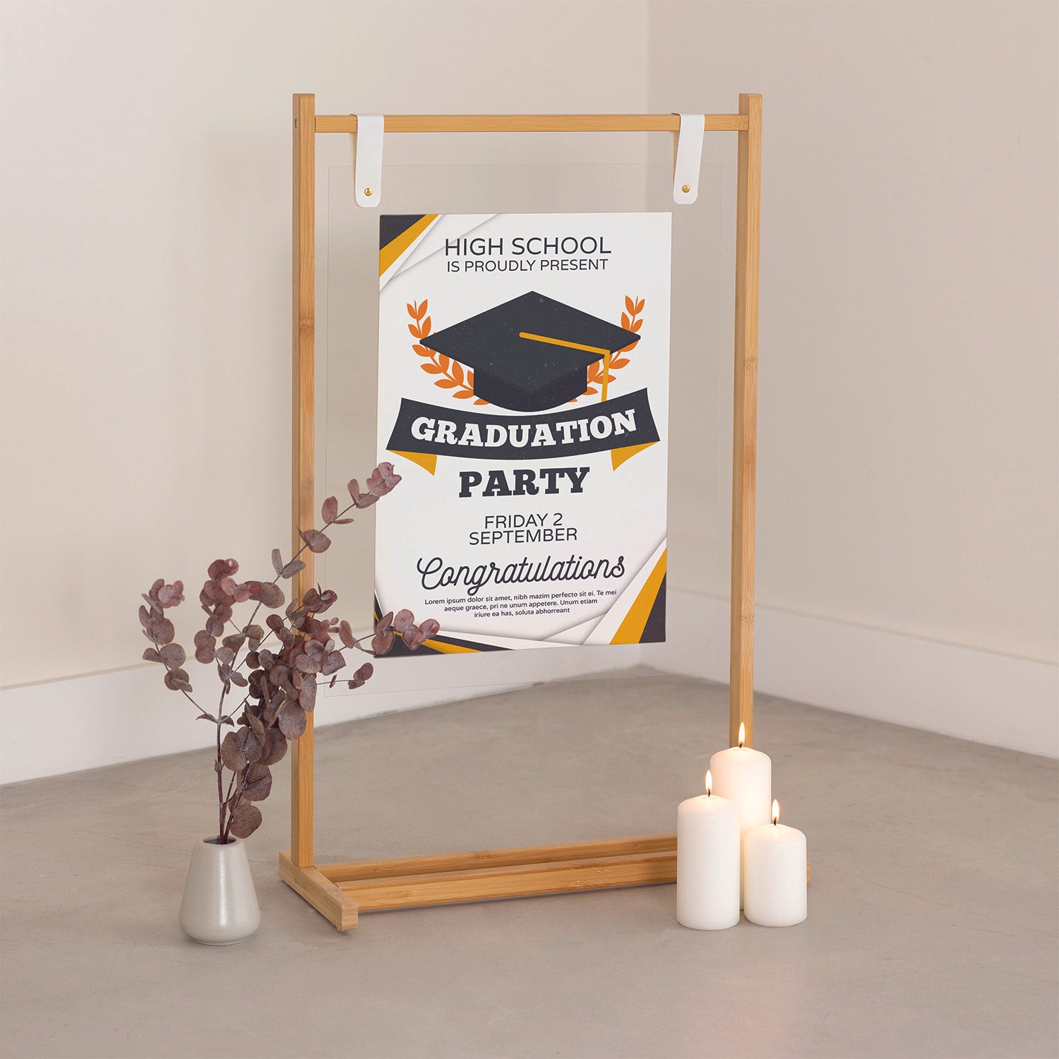 Graduation Banner with Wooden Hanger Stand - Jordan Offers