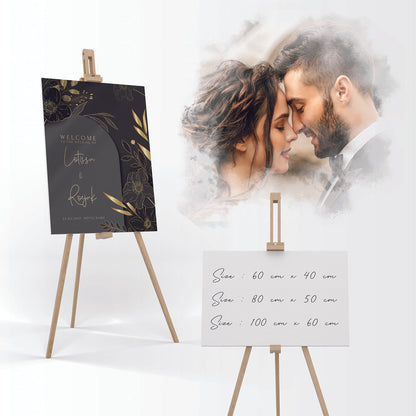 Wedding Banner with Drawing Wooden Stand - Jordan Offers