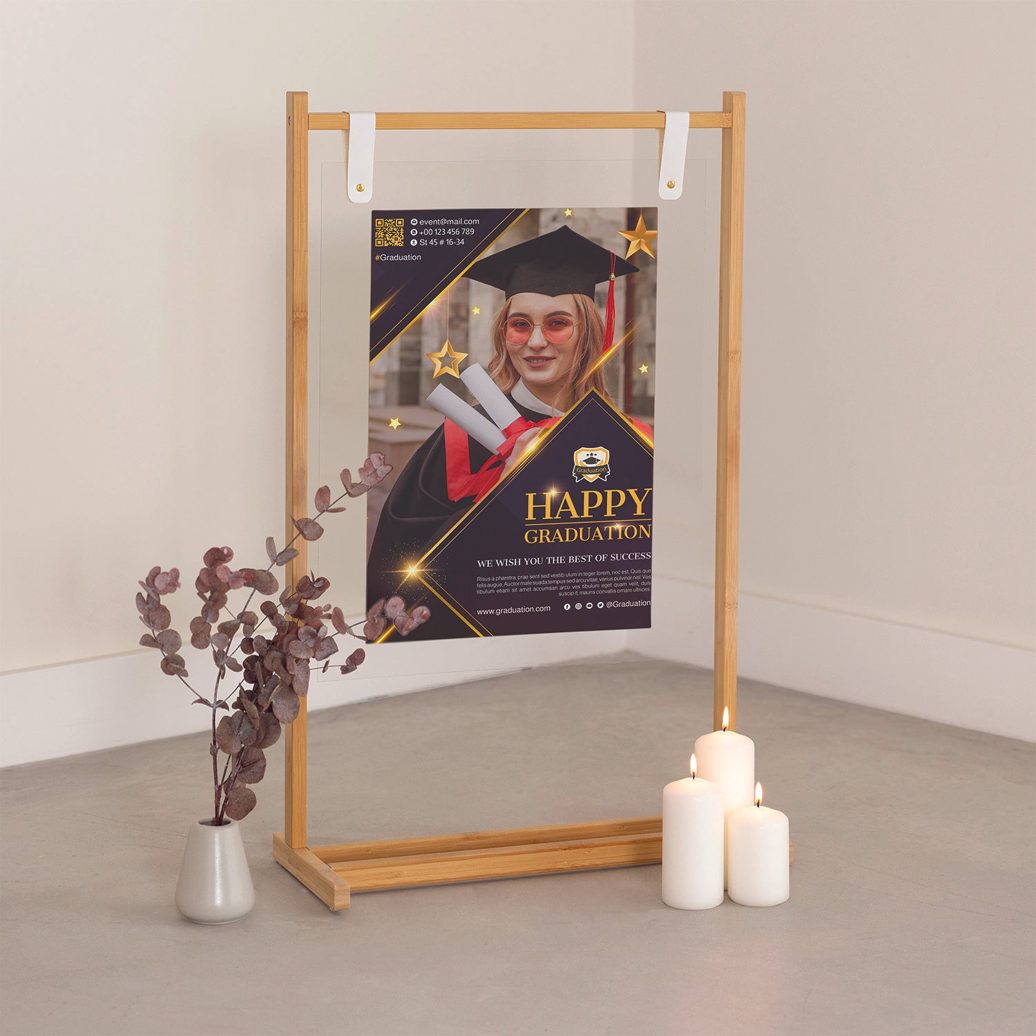 Graduation Banner with Wooden Hanger Stand - Jordan Offers