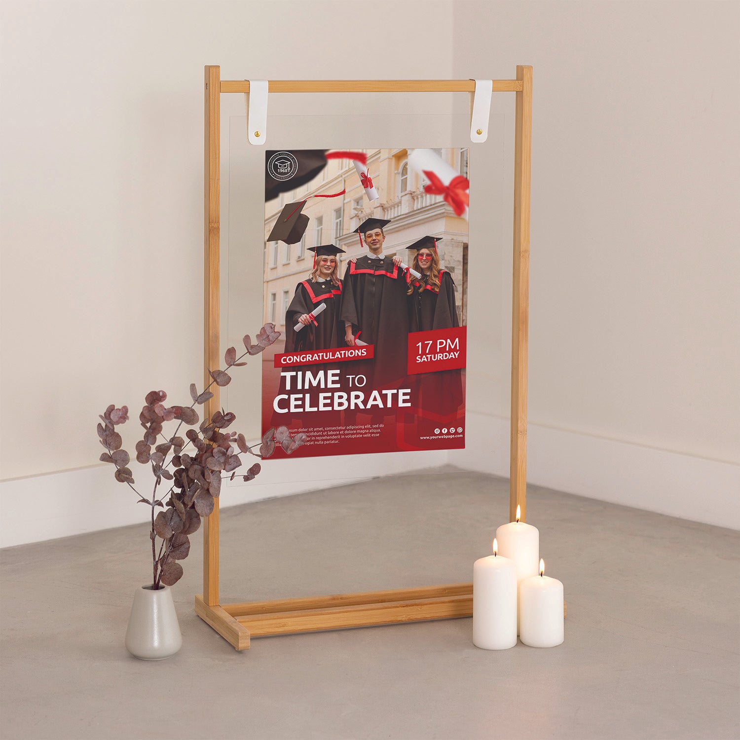 Graduation Banner with Wooden Hanger Stand - Jordan Offers