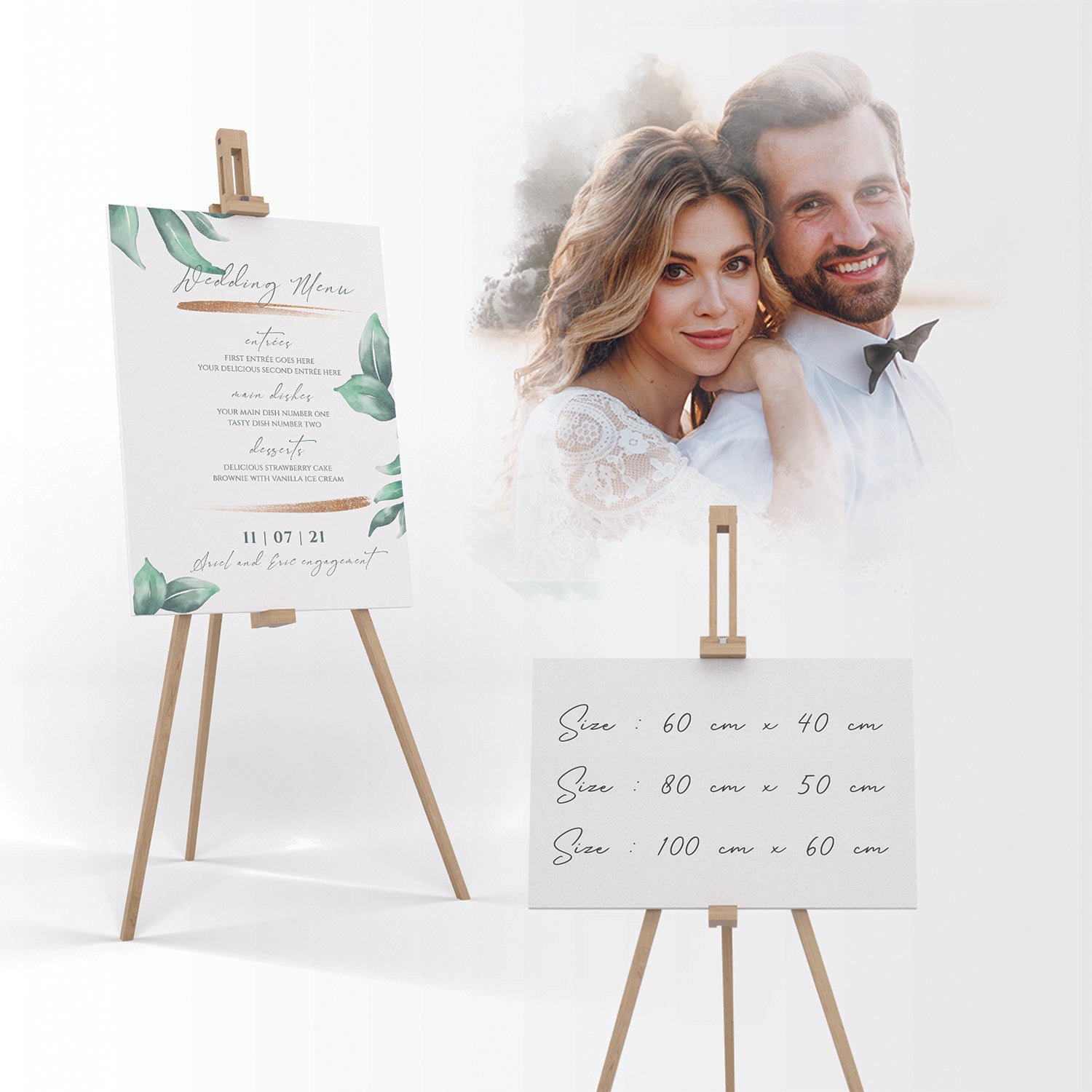 Wedding Banner with Drawing Wooden Stand - Jordan Offers