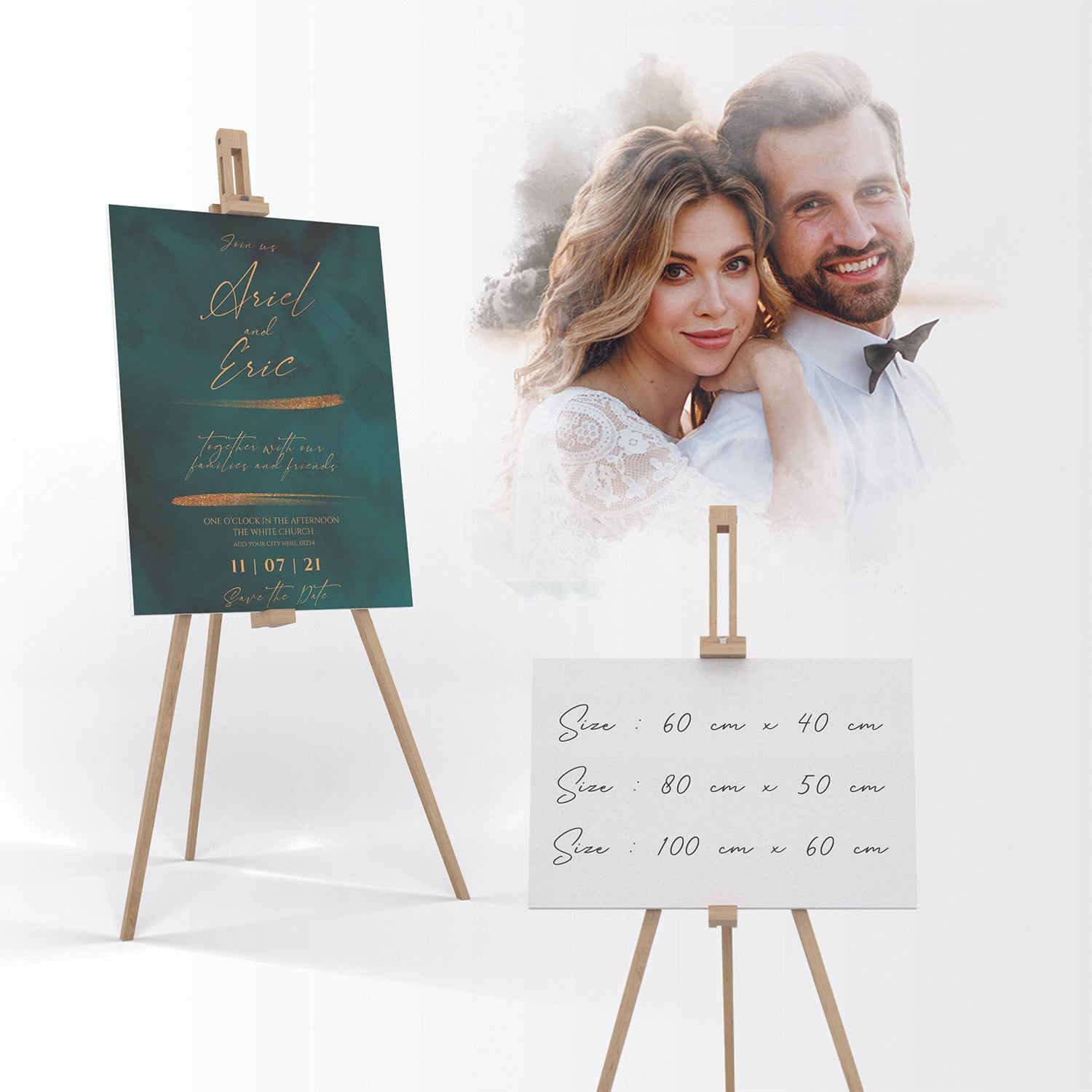 Wedding Banner with Drawing Wooden Stand - Jordan Offers