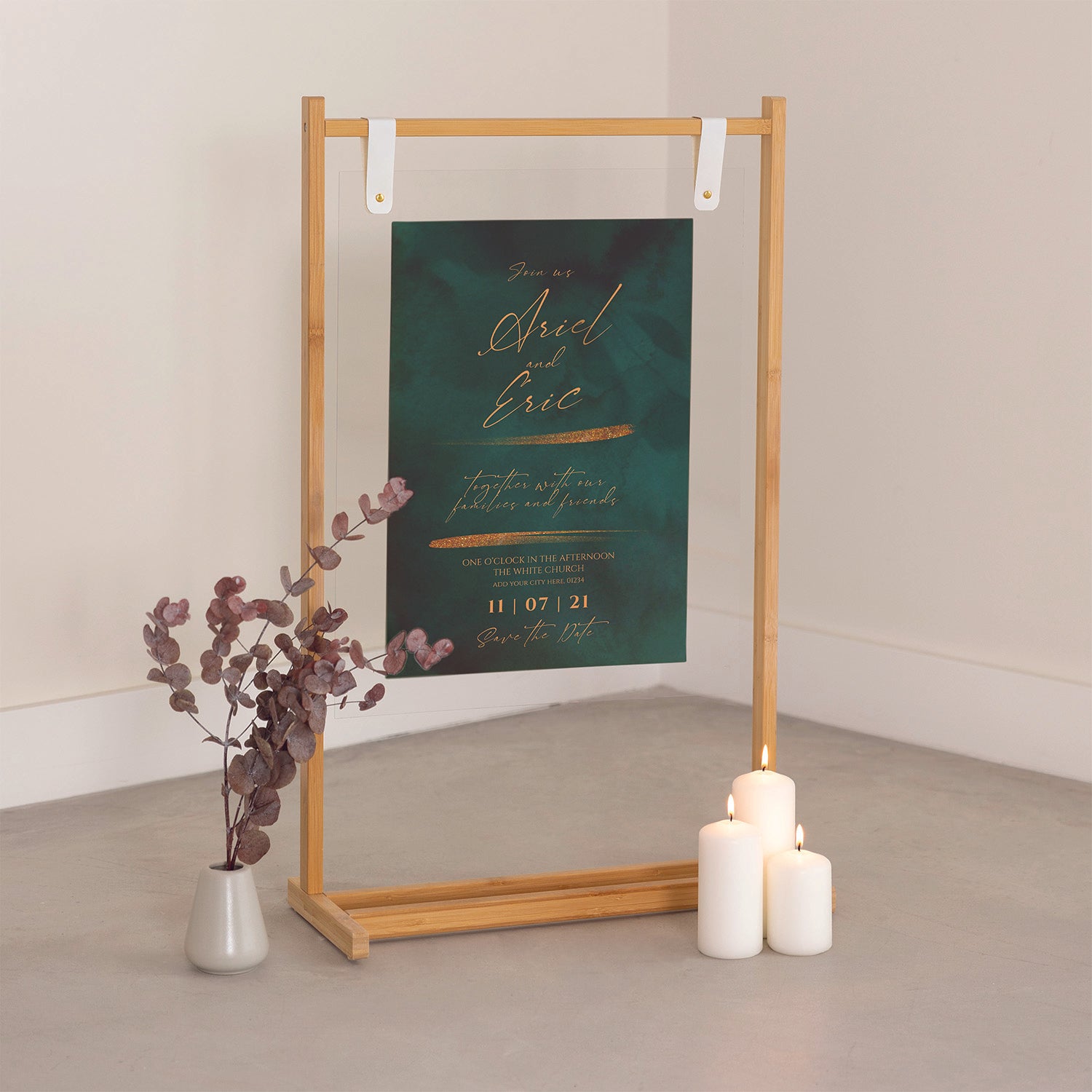 Wedding Banner with Wooden Hanger Stand - Jordan Offers