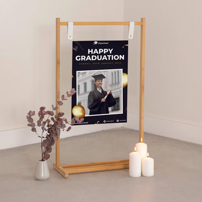 Graduation Banner with Wooden Hanger Stand - Jordan Offers