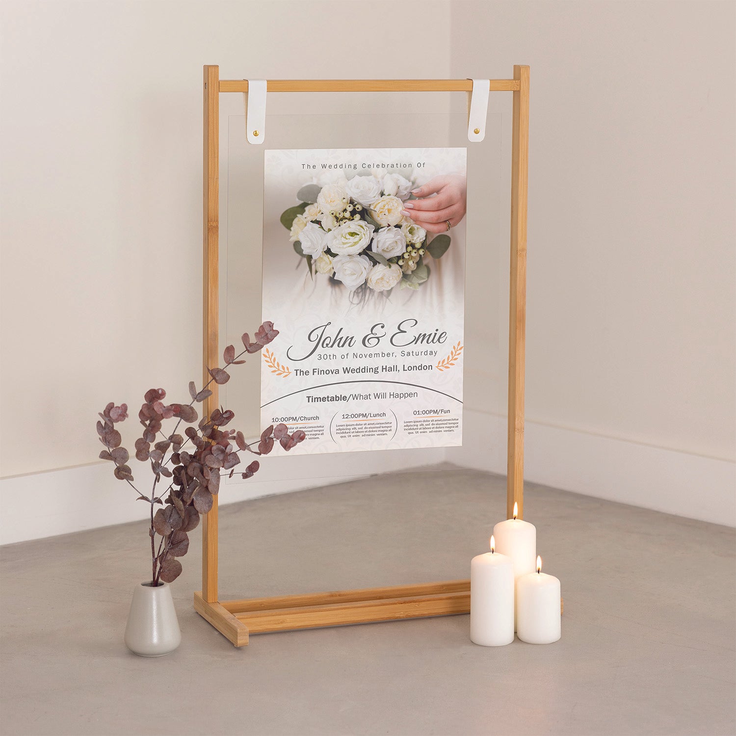 Wedding Banner with Wooden Hanger Stand - Jordan Offers