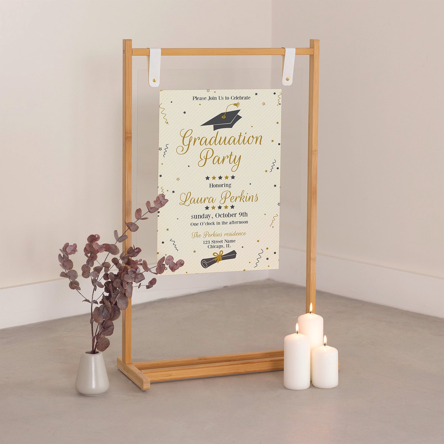 Graduation Banner with Wooden Hanger Stand - Jordan Offers