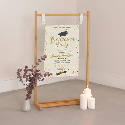 Graduation Banner with Wooden Hanger Stand - Jordan Offers